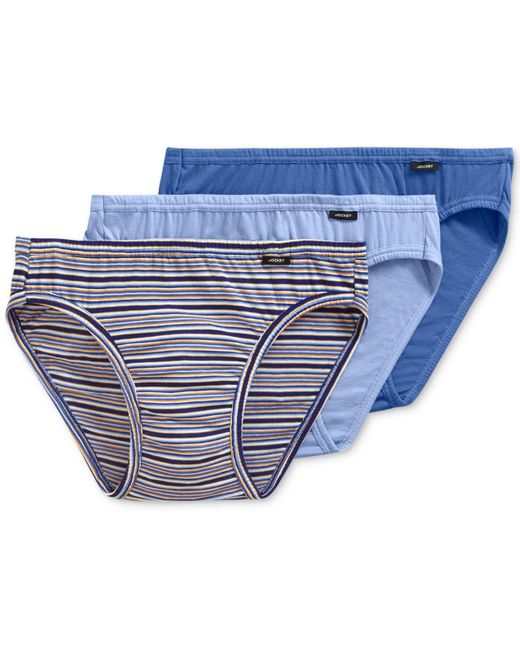 Jockey Cotton Underwear, Elance Bikini 3pack in Blue/Striped (Blue