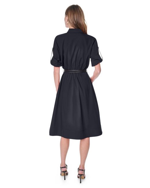 DKNY Blue Petite Roll-tab Button-down Dress