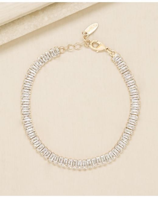 Ettika Metallic Rhinestone Baguette Anklet