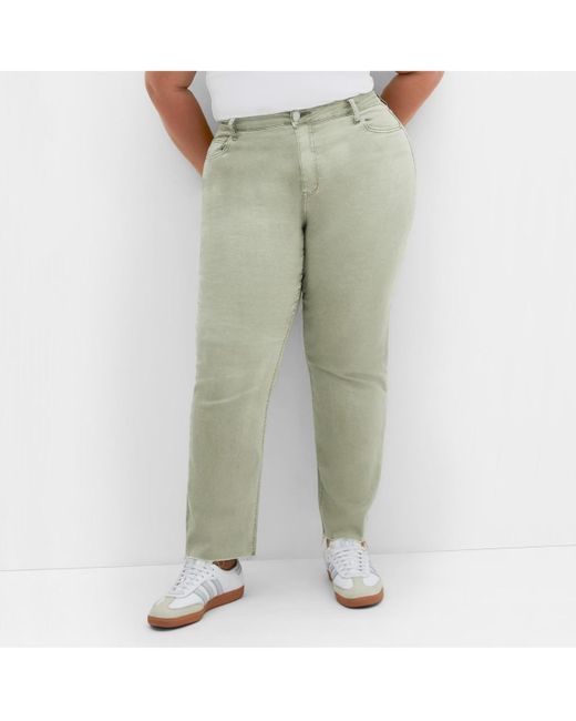 City Chic Green Plus Size Harley Fit Clover Row Straight Jean