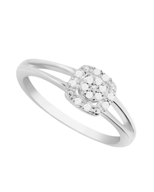 Macy's Metallic Diamond Square Fashion Ring (1/10 Ct. T.w.) In Sterling Silver