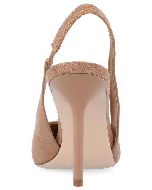 Journee Collection Natural Elenney Pointed Toe Slingback Pumps