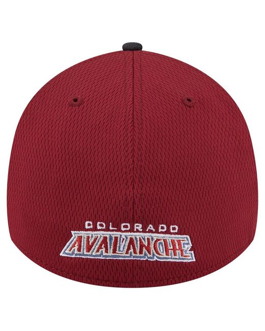 KTZ Red Burgundy Colorado Avalanche Visor Hit 39thirty Flex Hat for men