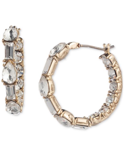 Givenchy Metallic Small Baguette & Pear-shape Crystal Hoop Earrings