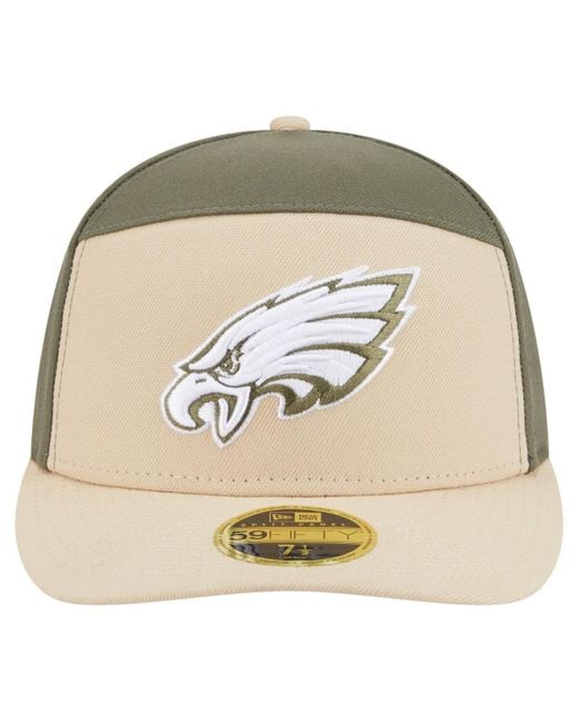 KTZ Natural Â Light Beige/olive Philadelphia Eagles Two-tone Color Pack Split Panel 59fifty Fitted Hat for men