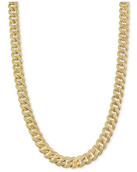 Macy's Metallic Cubic Zirconia Curb Link 24" Chain Necklace In 14k Gold-plated Sterling Silver for men