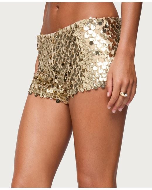 Edikted Metallic Macie Sequin Micro Shorts