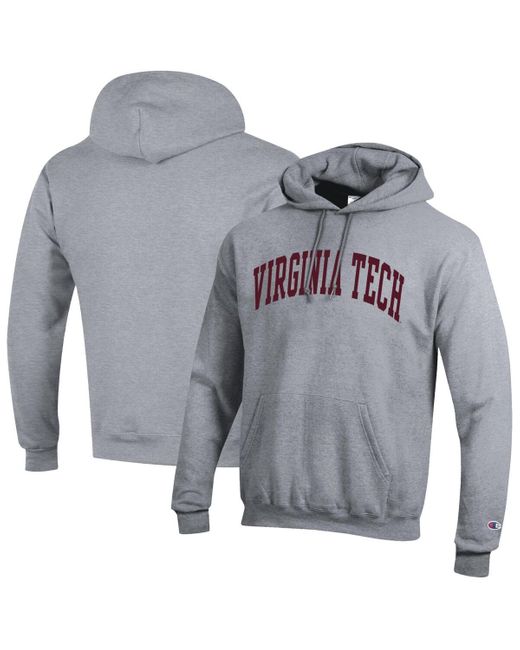 Champion Gray Virginia Tech Hokies Basic Arch Fleece Pullover Hoodie for men