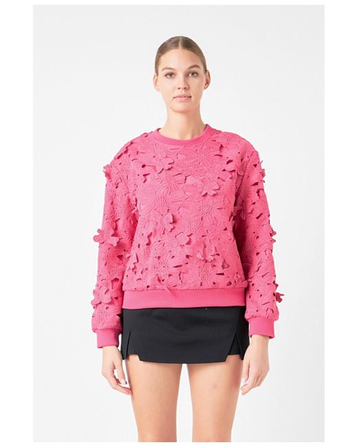 Endless Rose Pink Floral Lace Sweatshirt