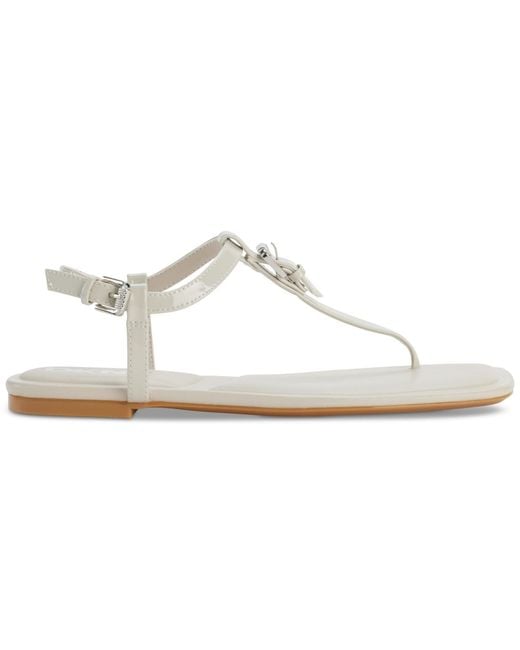DKNY White Datto T-strap Sandals