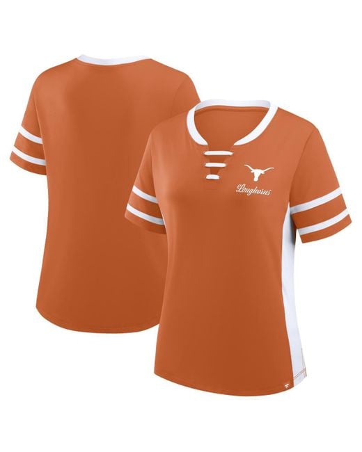 Fanatics Orange/white Texas Longhorns Be Fearless Athena Lace-up T-shirt