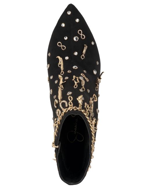 Jessica Simpson Black Anniversary Collection Lupire Stiletto Charm Dress Booties