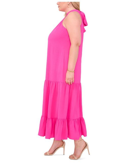 Msk Pink Plus Size Tiered Maxi Dress