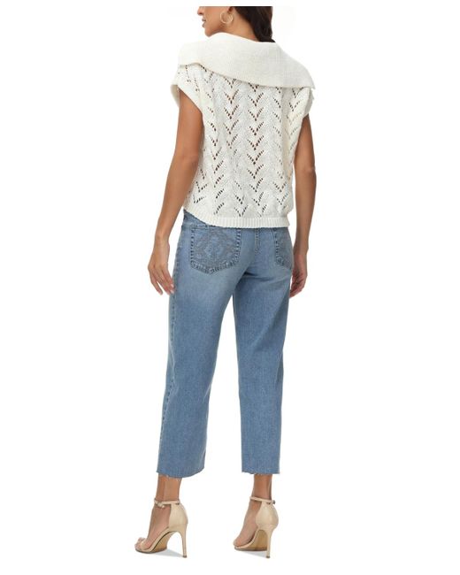 Frye White Sailor-collar Crochet Pullover Top