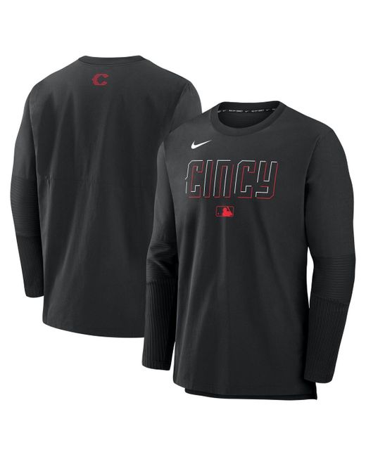 Nike Black Cincinnati Reds Authentic Collection City Connect Lightweight Player Tri-blend Performance Long Sleeve T-shirt for men