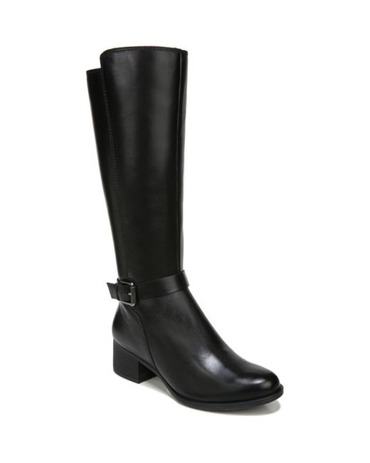 Naturalizer Leather Kalona Wide Calf High Shaft Boots in Black Leather ...