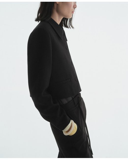 Mango Black Crop Lapel Suit Jacket