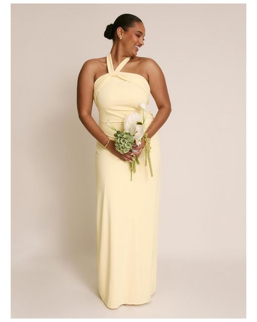 Six Stories Natural Halter Neck Stretch Bridesmaid Dress