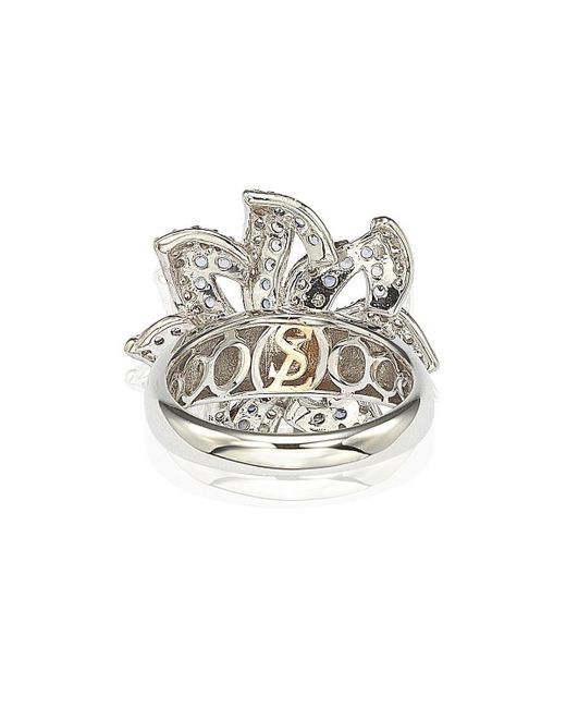 SUZY LEVIAN NEW YORK Sterling Silver Sapphire & Created White Sapphire Flower Ring
