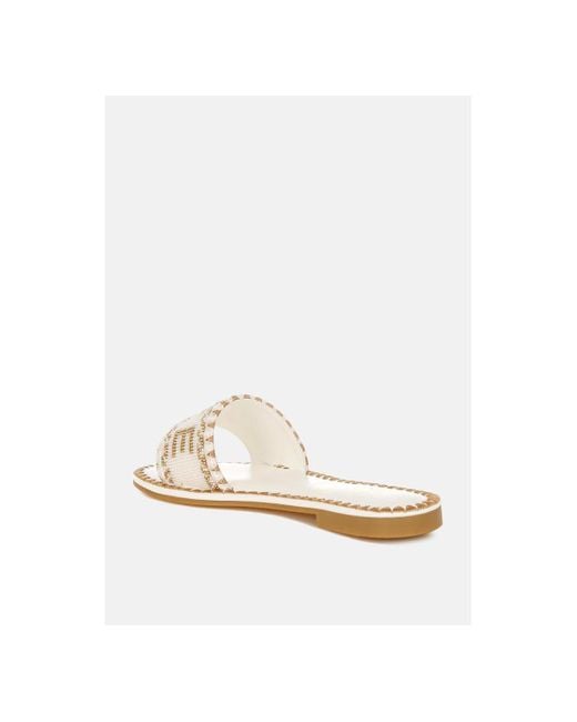 LONDON RAG White Beaded Lake Como Flat Slip Ons