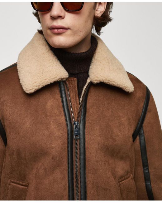 Mango Brown Shearling-lined Jacket for men