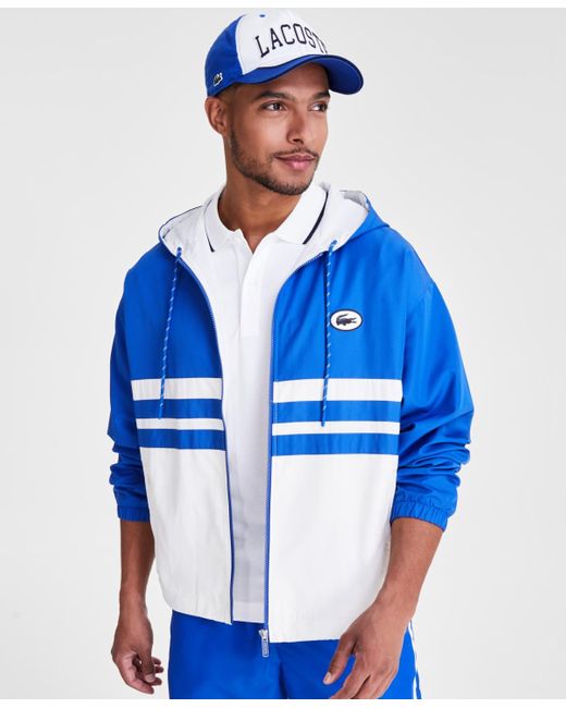 Lacoste Blue Colorblocked Full-zip Hooded Jacket for men