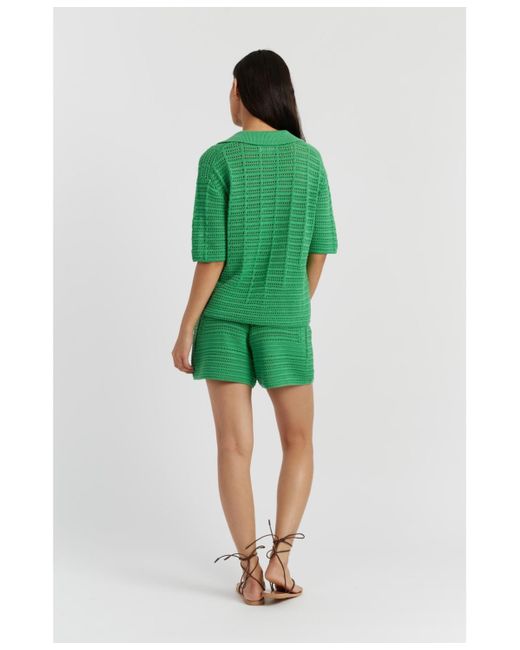 Chinti & Parker Green Cotton Crochet Short