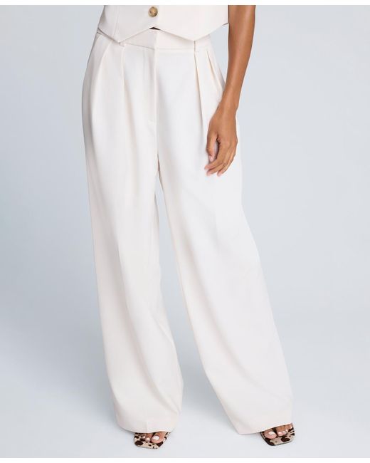 Kenneth Cole White Luxe Twill High Rise Wide Leg Pants