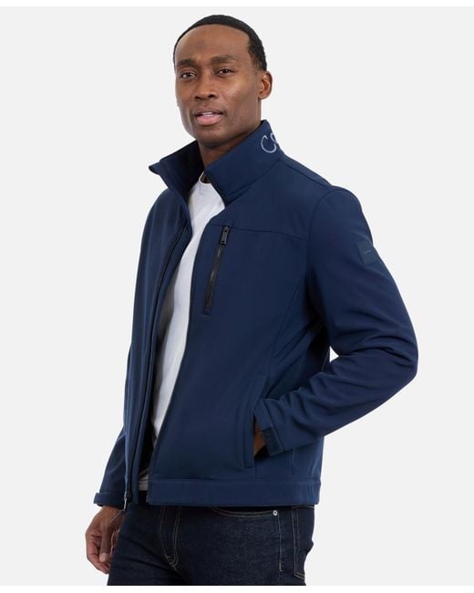 Calvin Klein Blue Water Resistant Softshell Jacket for men