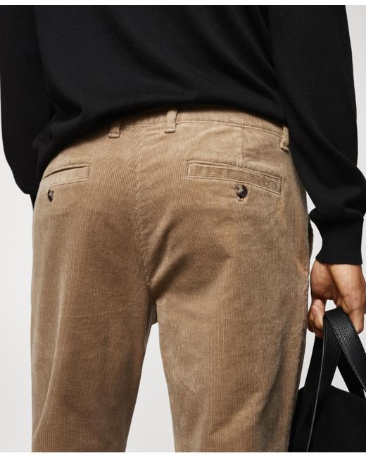 Mango Black Corduroy Slim-fit Drawstring Pants for men