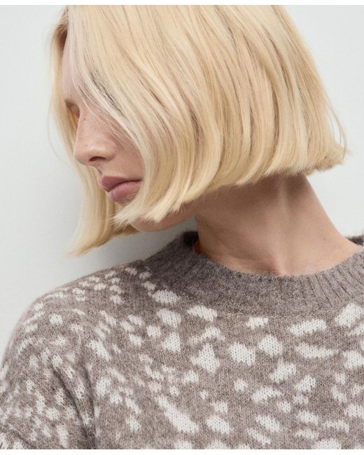 Mango Gray Animal Print Sweater