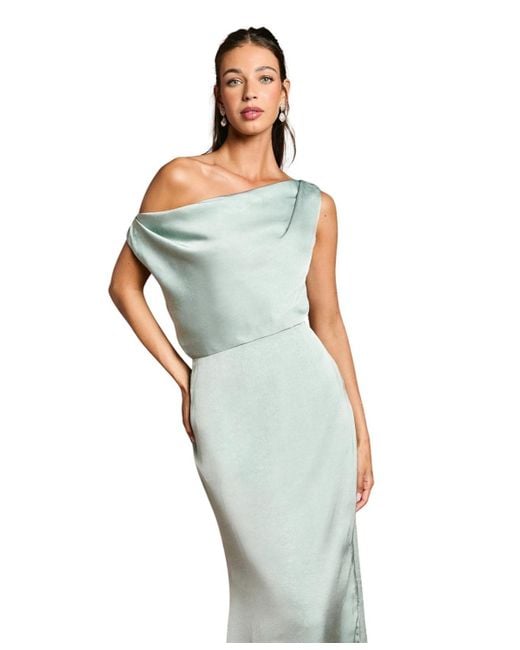Oasis Green Satin Bridesmaid Midi Dress
