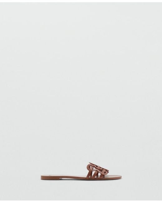 Mango Brown Intertwined Strap Sandals