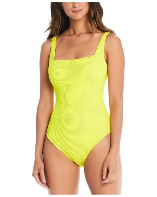 Bleu Rod Beattie Yellow Square-neck One-piece Swimsuit