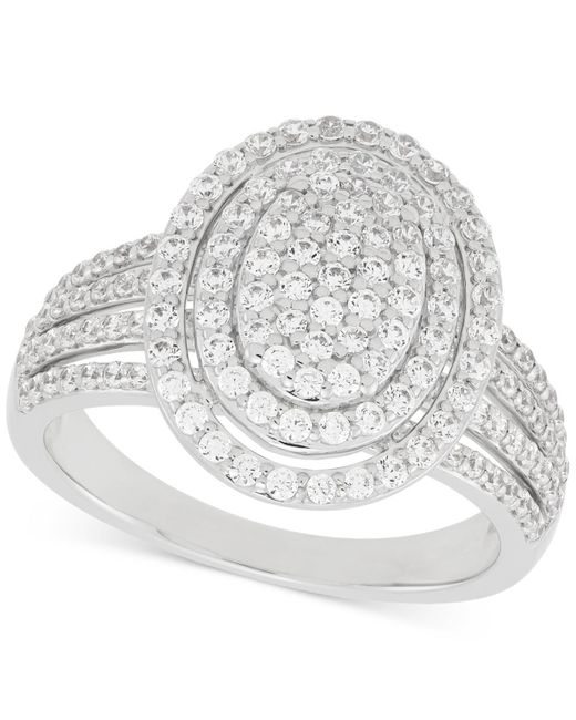 Macy's White Diamond Oval Halo Cluster Multirow Ring (1 Ct. T.w.