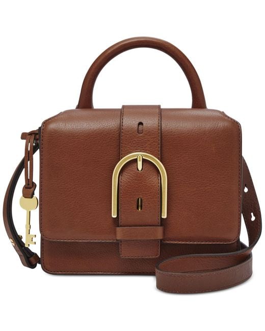 Fossil Brown Wiley Top Handle Leather Satchel