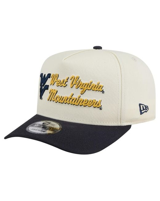 KTZ White Cream/navy West Virginia Mountaineers Vintage Chainstitch 9fifty A-frame Snapback Hat for men