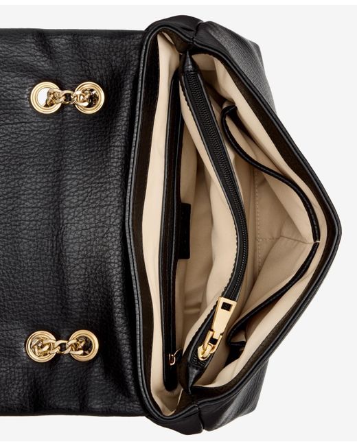 INC International Concepts Black Ajae Flap Sculpt Shoulder Bag