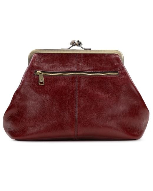 Patricia Nash Serafina Extra Large Leather Kisslock Bag in Blue Patricia Nash Serafina Extra Large Leather Kisslock Bag in Blue