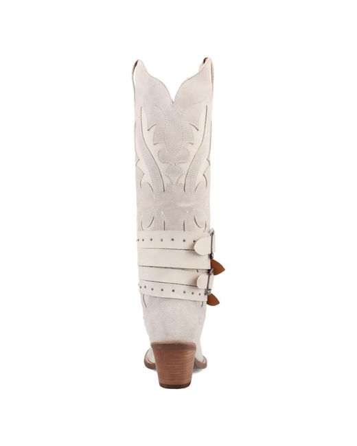 Dingo White Buck Wild Suede Leather Boot