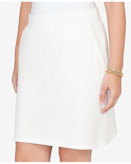 Ruby Rd White Petite French Terry Pull-on Skort