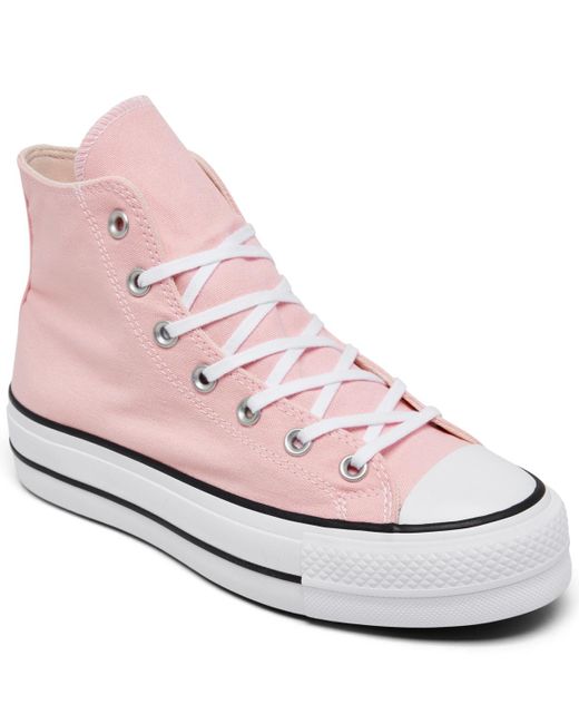 Converse Pink Chuck Taylor All Star Lift Platform Canvas High Top Casual Sneakers From Finish Line