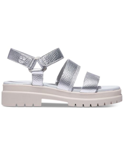 Timberland Leather London Vibe Strappy Sandals in Metallic | Lyst