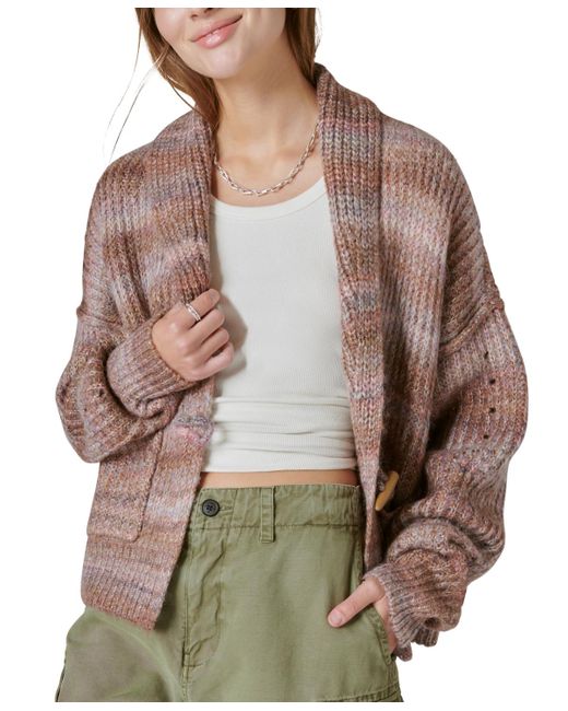 Lucky Brand Striped toggle-front Cardigan in Brown