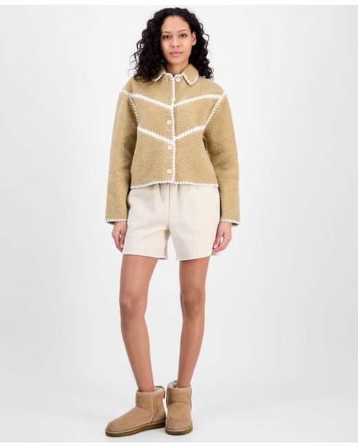 UGG Ellison Fluff Shell Jacket in Natural | Lyst