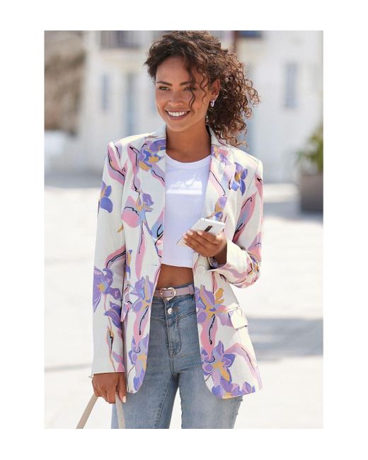 Lascana White Floral Print Blazer