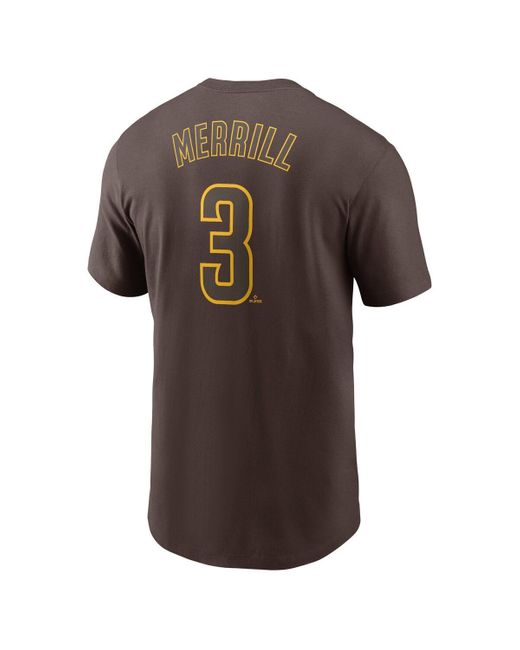 Nike Brown Jackson Merrill San Diego Padres Fuse Name Number T-shirt for men