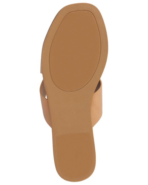 Journee Collection Brown Prizzie Toe Ring Strappy Flat Sandals