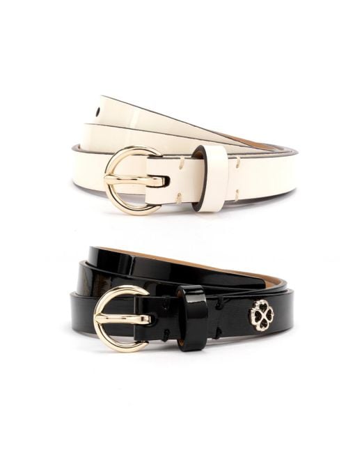 Kate Spade White 15mm 2 For 1 Belts Patent