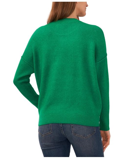 Vince Camuto Green Cozy Long Sleeve Extend Shoulder Sweater